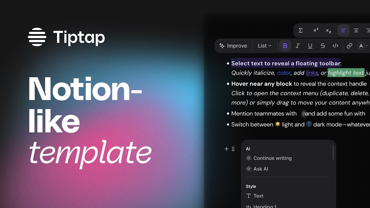 Notion-style editor for Tiptap Cloud