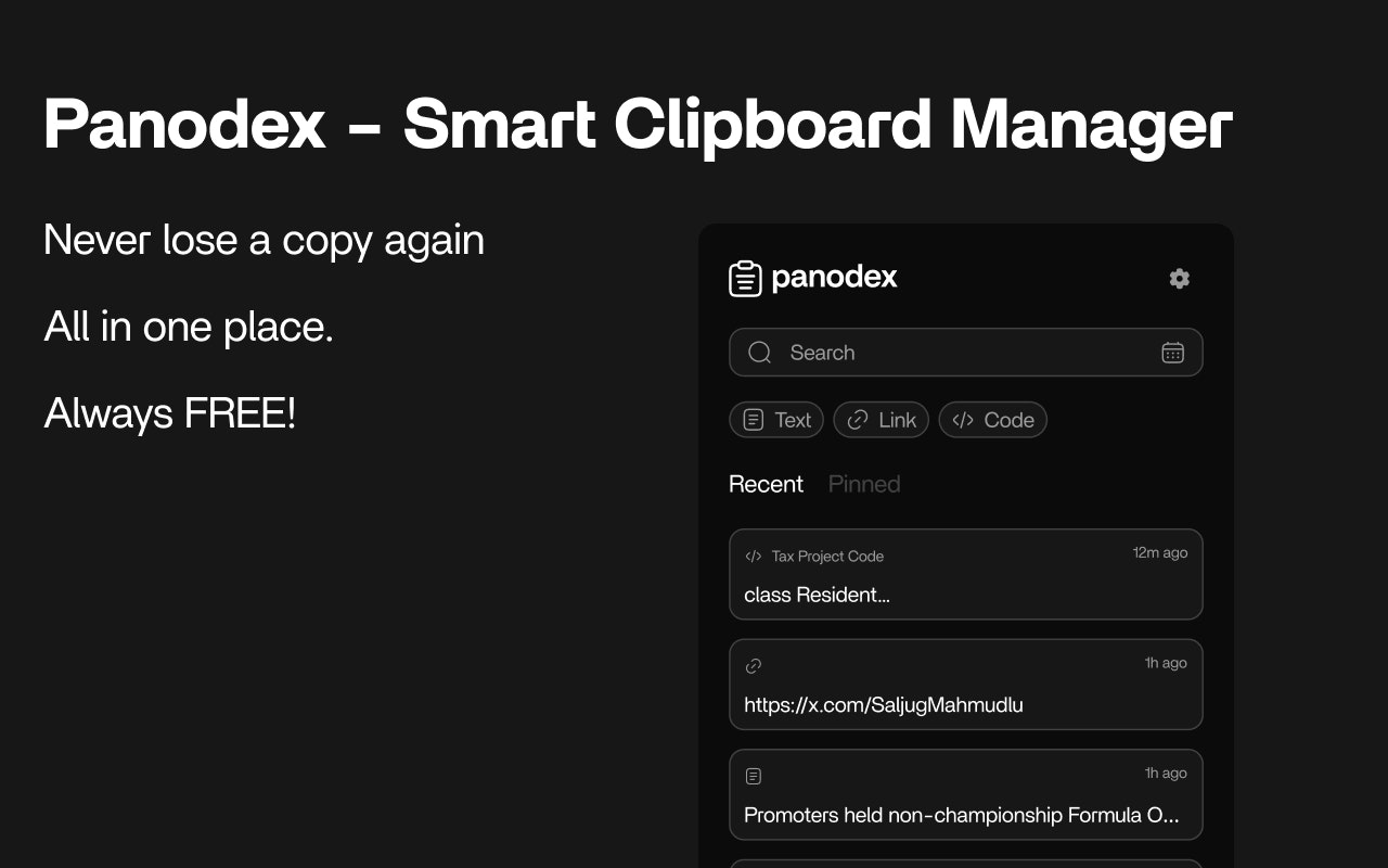 panodex – Smart, Fast Clipboard Manager